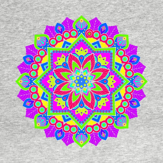 Bright Colorful Mandala Art by AlondraHanley